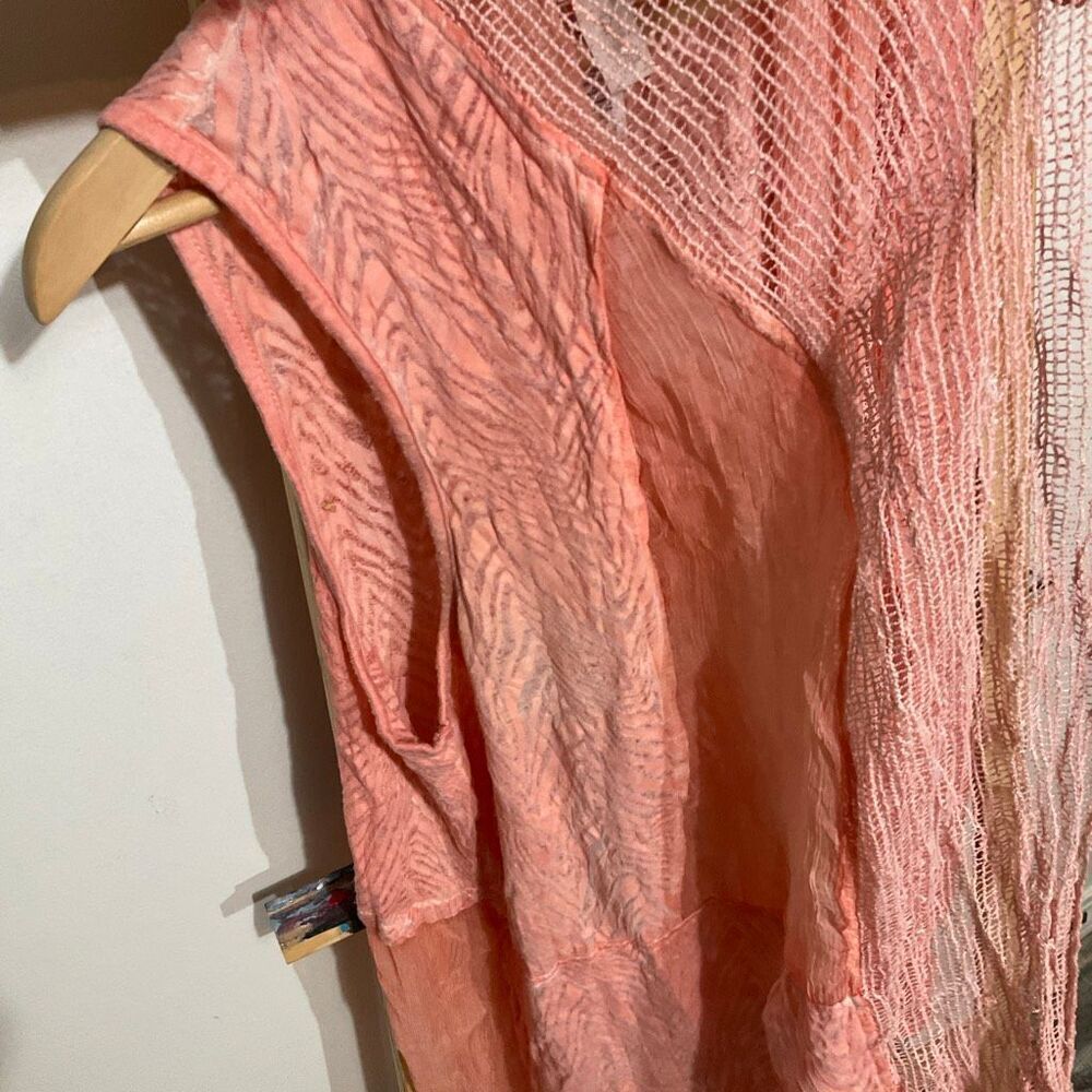 Chico’s Open front Sheer Sleeveless Cardigan Top size 2 peach color - Picture 4 of 8